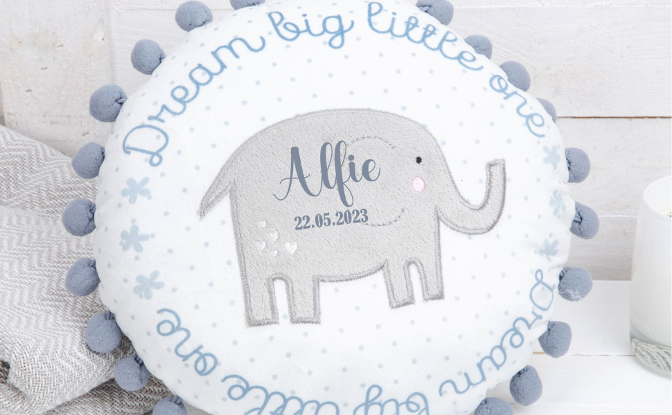 Baby Elephant Cushion Blue