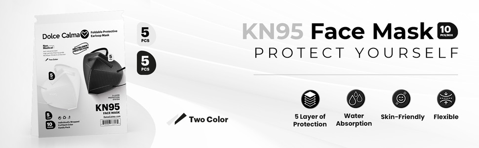 10 pack multicolor multi color colour colorful k95 masks kn95 face masks dolce calma 5 layer black