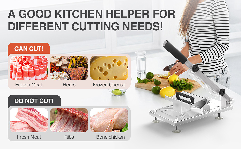 PAYISHO Manual Frozen Meat Slicer Stainless Steel Meat Cleaver for