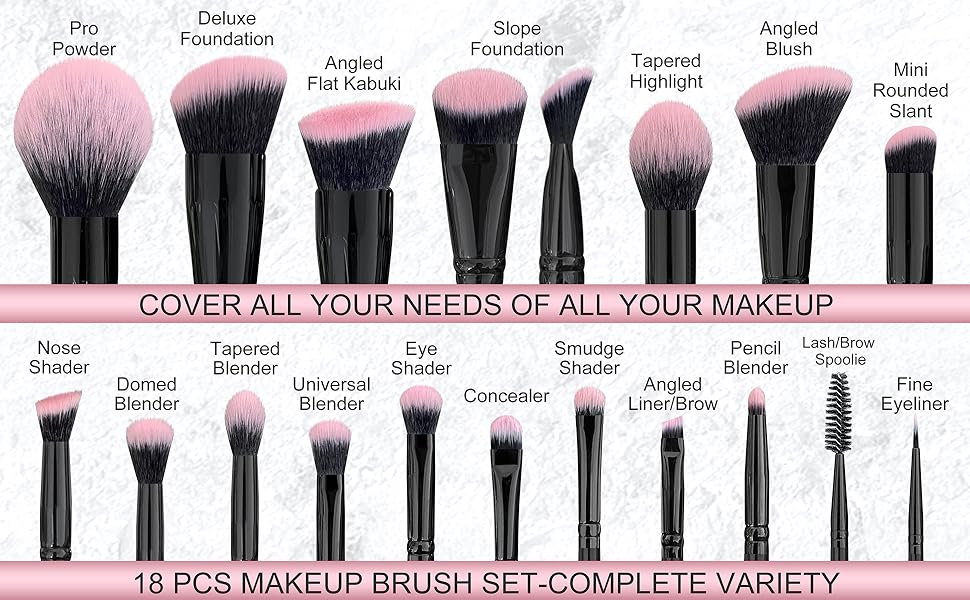 18pcs Black makeup brushes set new version