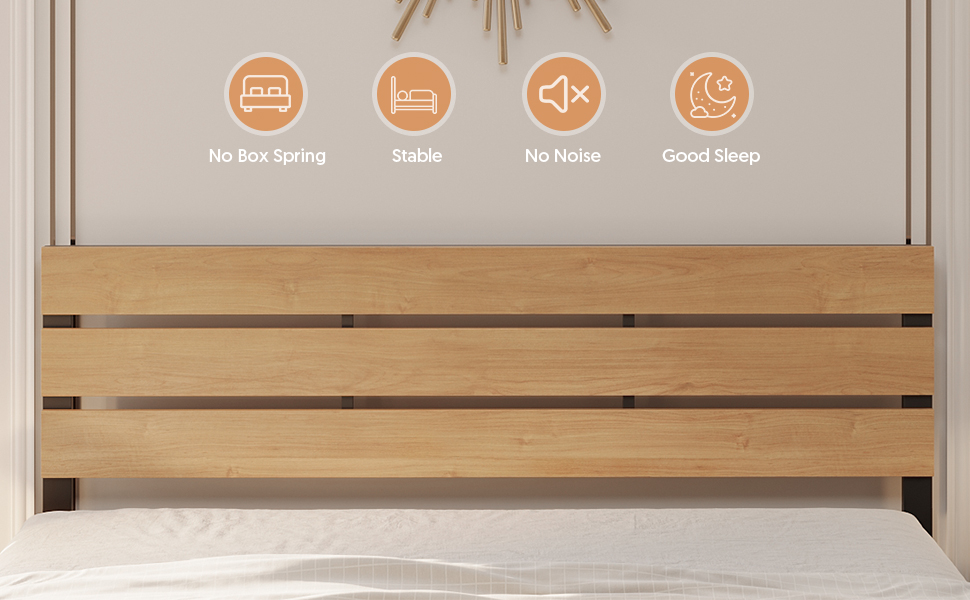 BONSOIR King Size Bed Frame Steady Steel Platform with Wood