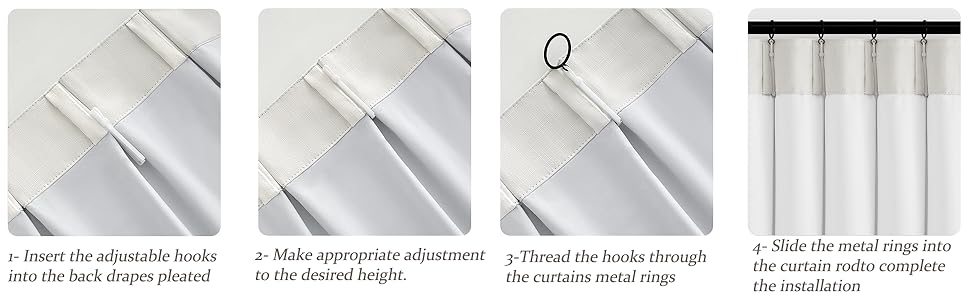 PleatedDrapes Full Blackout Beige White Curtains