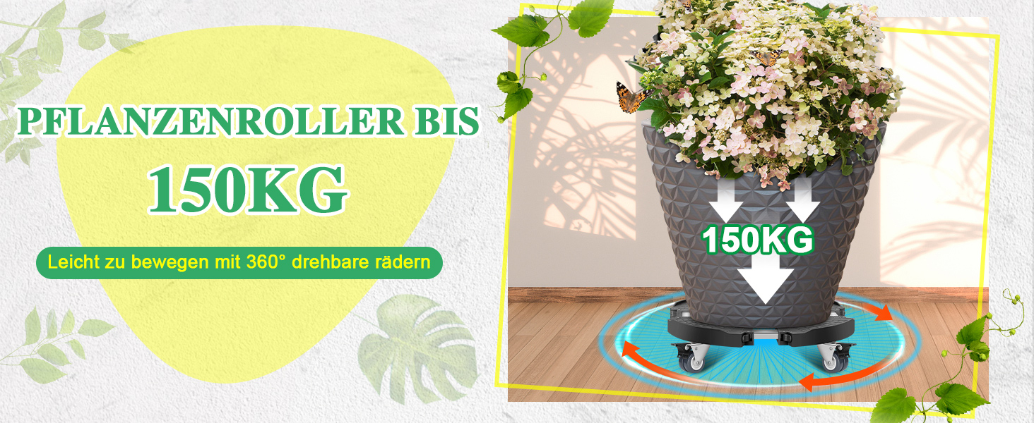 Linkax Pflanzenroller Ø 3548cm, Rollbrett Pflanzen bis 150 KG