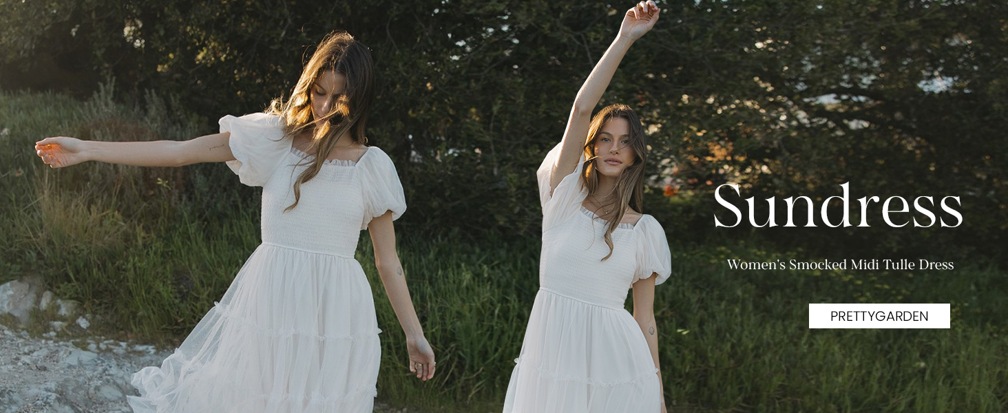 PRETTYGARDEN Smocked Midi Dresses