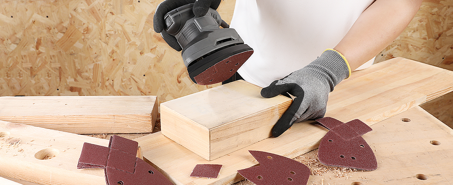 WORKPRO Mouse Sander Pads, 100 Pieces Detail Sanding Sheets with Extra