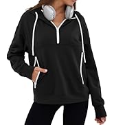 ZAFUL Womens Hoodies Half Zip Up 2025 Fall Fashion Hooded Sweatshirts with Pockets Contrast Pullo...