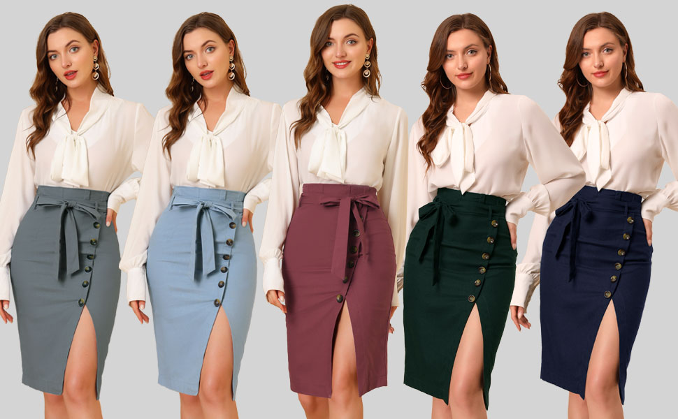 Amazon.com: Allegra K Women's Pencil Skirt High Waisted Slit