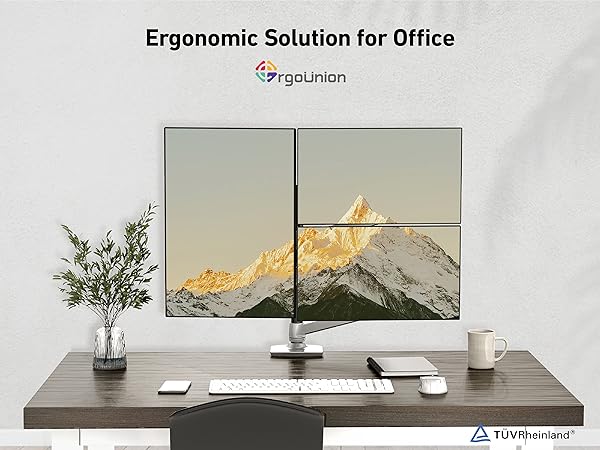 Ergounion(エルゴニオン) E666 トリプルモニターアーム Amazon.com: Ergounion Triple Monitor Mount, Holds Screens up
