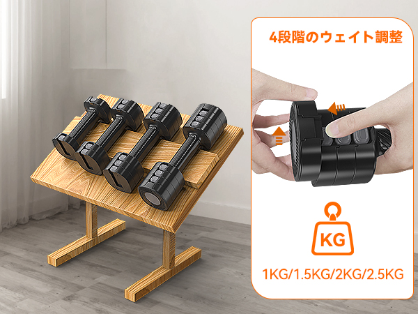 Amazon | HOFTME 可変式ダンベル 2個セット5KG | 1kg~2.5kg 調整可能