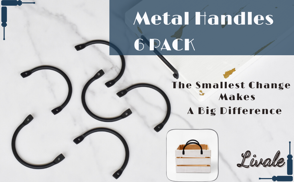 Livale Black Metal Tray Handles Pack of 6 Metal Handles
