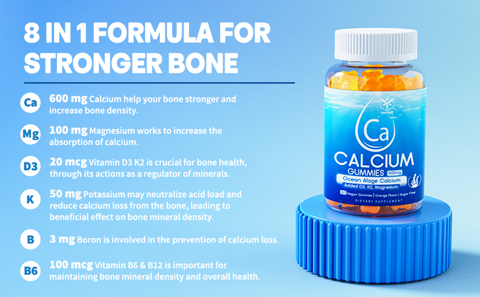 Sugar Free Calcium Gummies 600mg, Ocean Algae Calcium with