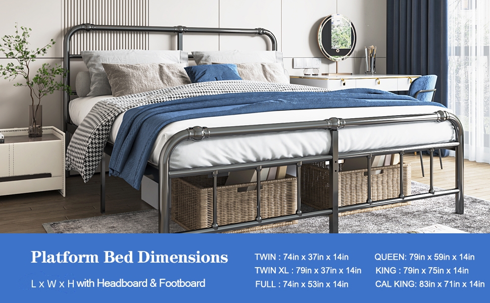 THEOCORATE Twin XL Bed Frame,with Headboard and Footboard