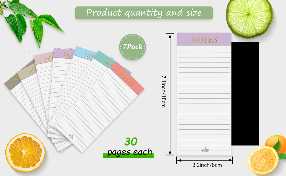 Utron 7 Pack Magnetic Notepads for Refrigerator