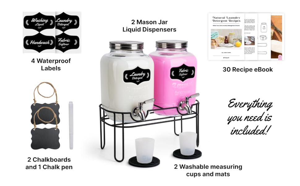 Arjust Liquid Laundry Detergent Dispenser Laundry Containers for Soap, Fabric