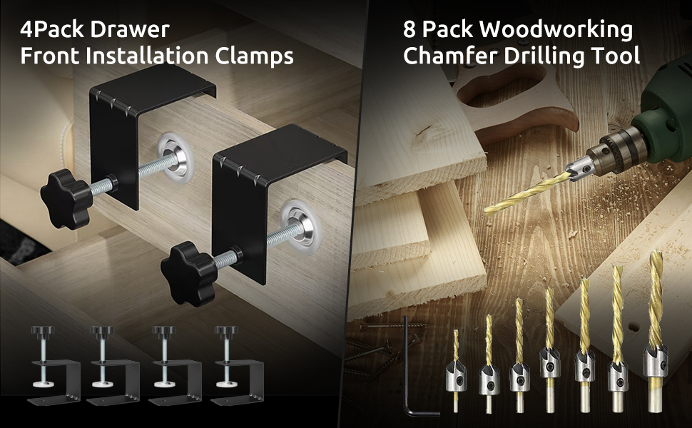 4 Pcs Universal Hardware Jig C Clamp with Countersink Drill