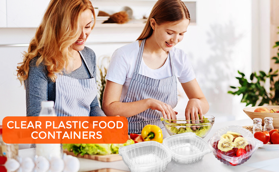 POPMISOLER 500pcs Clear Hinged Plastic Containers,Clamshell