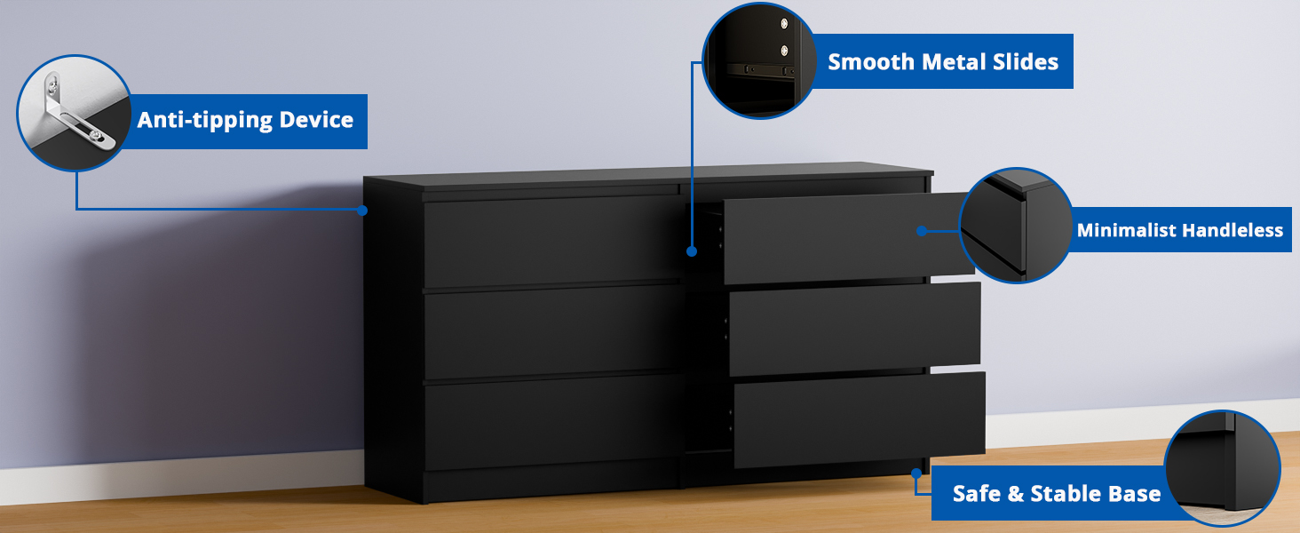 六抽双排柜 黑2