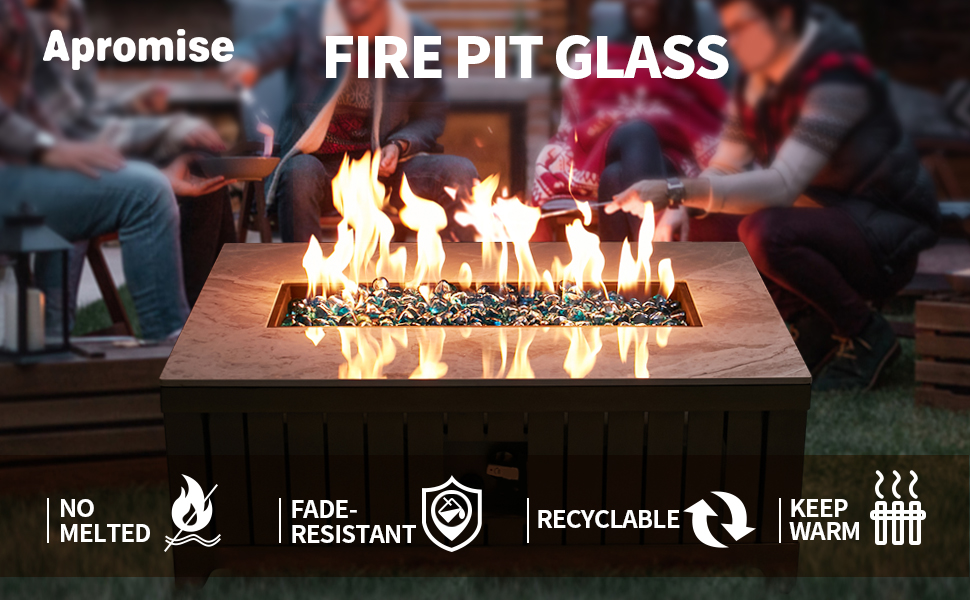 APROMISE Fire Glass for Fire Pit 1 inch Fire Pit Glass
