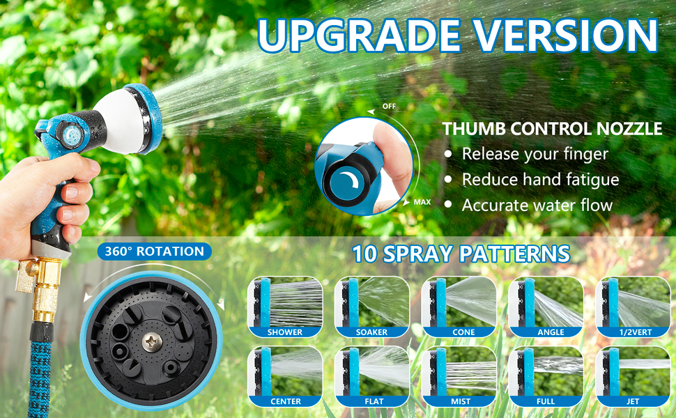 WeiKuoKA Expandable Garden Hose 50FT Water Hose with 10 Function Nozzle