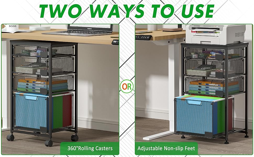 Amazon.com: Sbanmao Rolling File Cart with 4 Storage Drawers, Filing ...