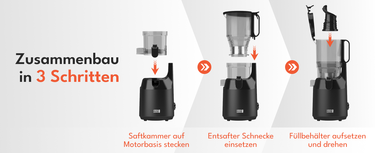 LEBENLANG Juicer Slow Juicer Includes Recipe Book & Large 130 mm