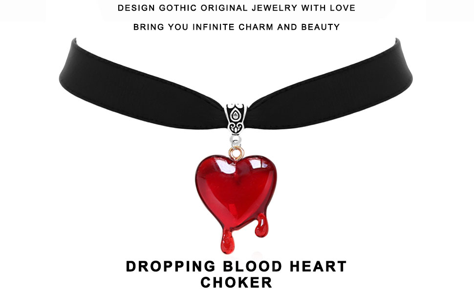 Amazon.com: TKHLT Dropping Blood Heart Choker Necklace Y2k