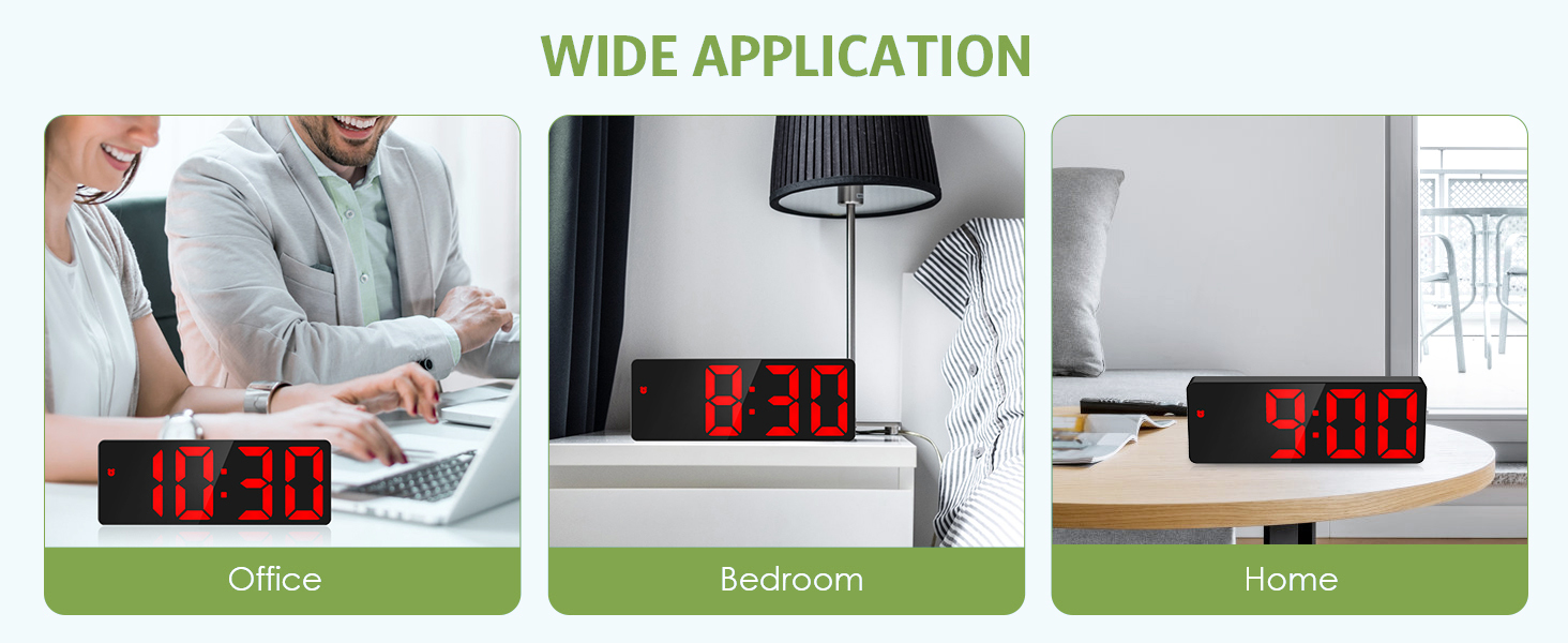 KeeKit Digital Alarm Clock, LED Alarm Clock for Bedroom, Electronic LED