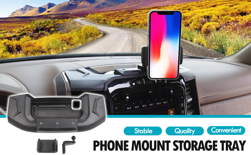 7BRU MultiMount Dash Phone Holder with Storage Tray Compatible for RAM