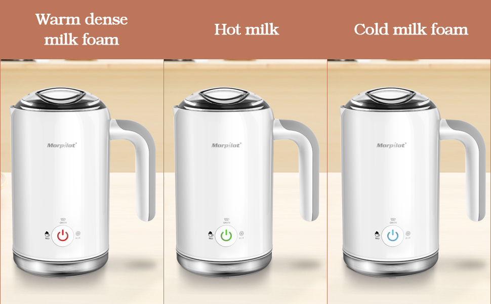 Milk Frother morpilot 3 in 1 Electric Milk Steamer 200ML, Hot/Cold Milk