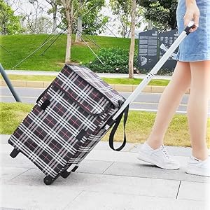 Shopping Grocery Cart Bag with Wheels Fineget Reusable Trolley Laundry Picnic Rolling Beach Tote