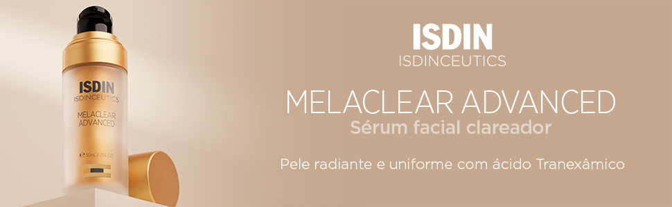 Melaclear Advanced é um sérum facial clareador da linha Isdinceutics. 