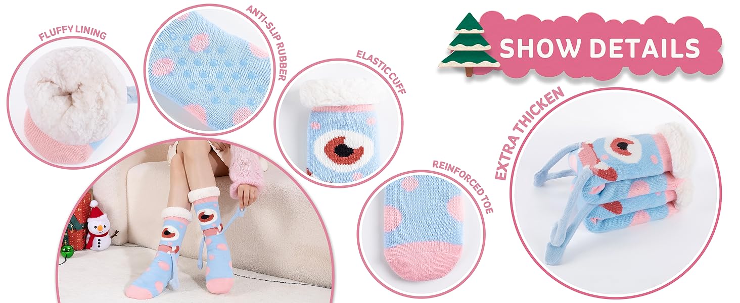 Text reads 'SHOW DETAILS'. Circular icons arranged horizontally showing various decorative patterns and designs in pink and blue colors.