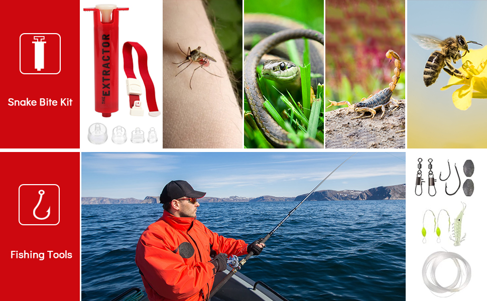 snake bite kit and fishing tools