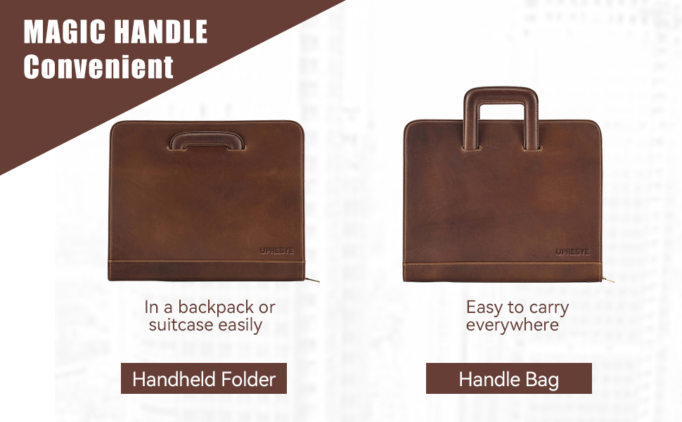 UPRESYE Zippered Leather Padfolio Portfolio with