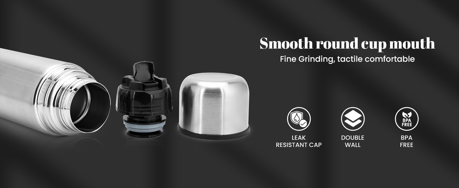 Jivo Infinite Stainless Steel Thermosteel Insulated Vacuum Flask Bottle 1000ml-Silver