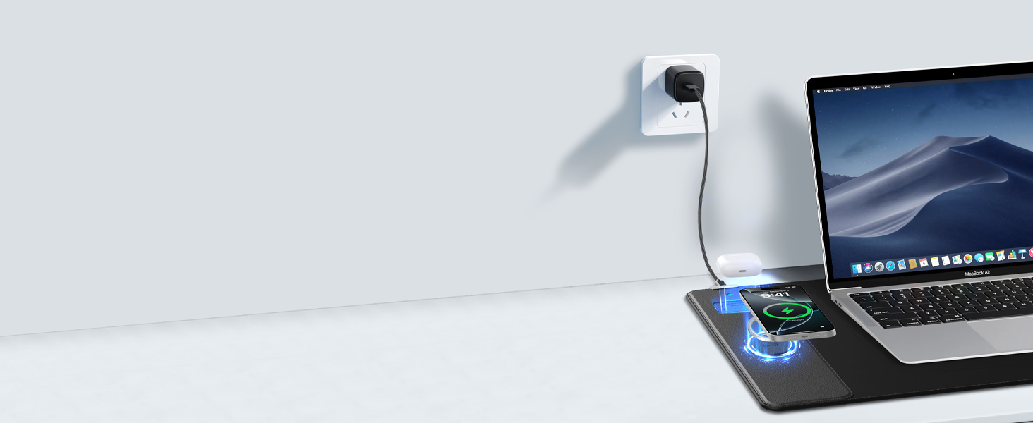 desk mat with wireless charging