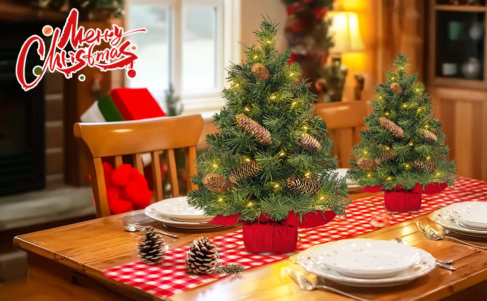 small christmas tree  with lights
