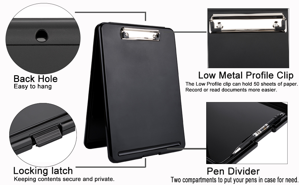 Pechor Clipboard with Storage, Plastic Clipboard Case with Handle, with