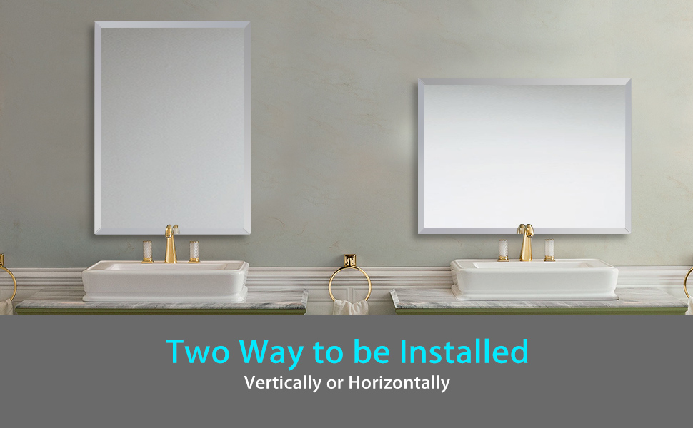 LAMCHMOR 24x40 Inch Bathroom Mirror Frameless Beveled Edge