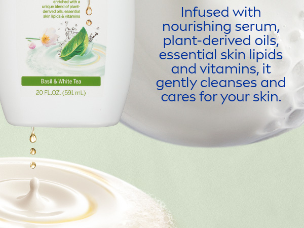 Infused with essential skin lipids and vitamins, it gently cleanses and cares for your skin