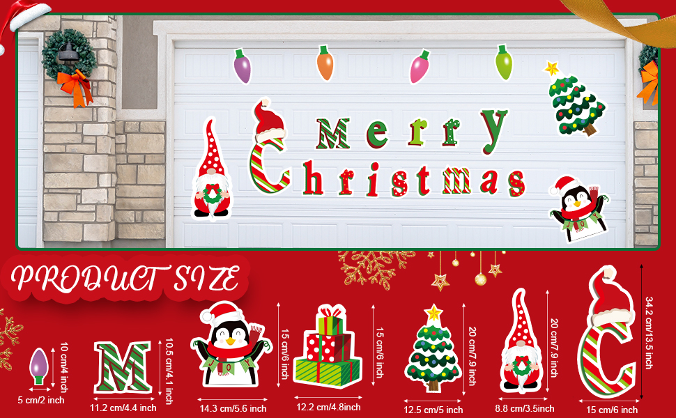 24 Pieces Christmas Garage Decoration Magnetic Stickers Merry Christmas Magnets Gnome