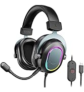 Fifine USB Gaming Headset, Wired Over-Ear Streaming RGB Headset with Detachable Microphone, 7.1 S...