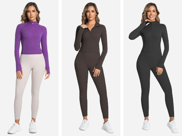Amazon.com: Sunzel Women's Quarter Zip Long Sleeve Workout