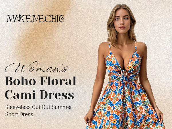 ワンピース Cherry Pattern Layered Cami Dress mocha Fubail / Cherry Pattern Layered Cami Dress