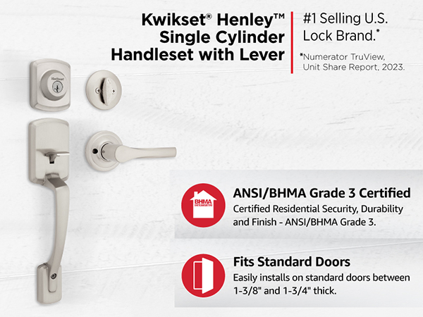 Kwikset Henley single cylinder handleset with lever #1 selling us lock brand