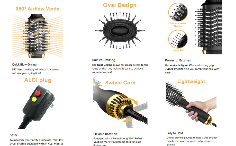 3 in 1 hair dryer brush hair styler