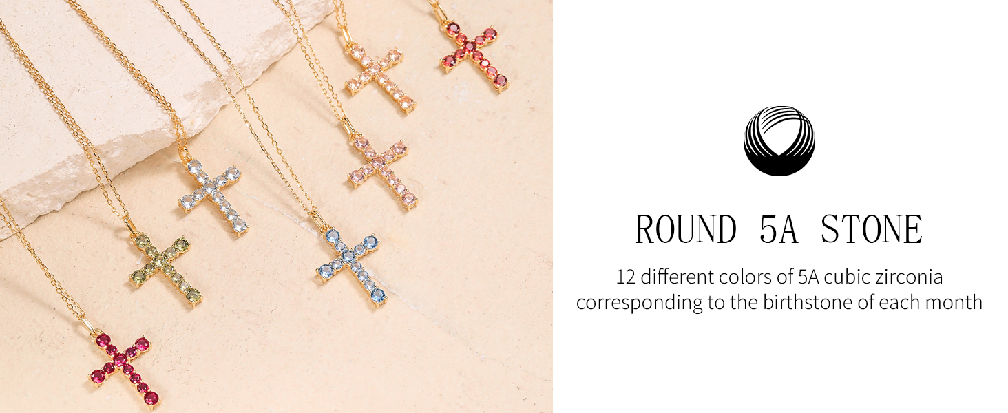 Birthstone Cross Necklace