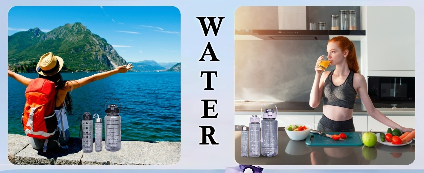 EFULGIX Set of 3 Transparent Water Bottles