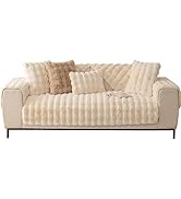 MIFXIN Soft Plush Sofa Cushion Cover Sofa Cover Fluffy Faux Fur 1 2 3 Seater Couch Cover Furnitur...