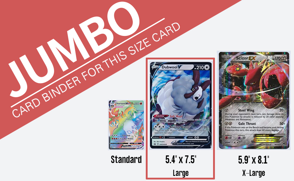 D DACCKIT Binder Compatible with Pokemon Jumbo Cards, Holds 80 Jumbo Cards, Card
